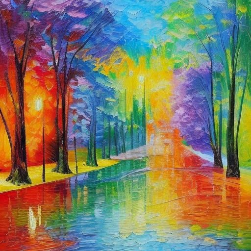 Colorful Neo-Impressionist Painting of Travel and Beauty