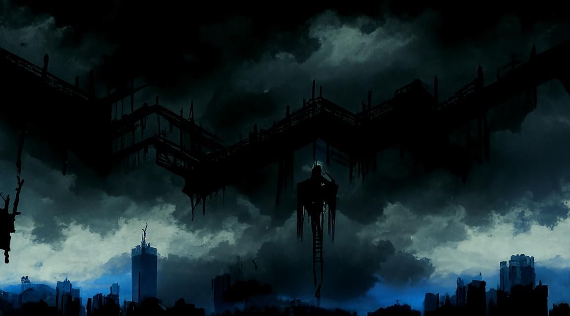 Cyberpunk Gothic Skyscraper in Dark Blue