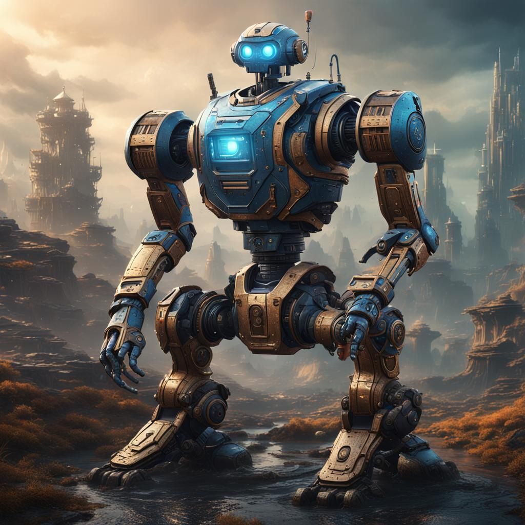 Isaac Asimov as Robot: Detailed Matte Painting