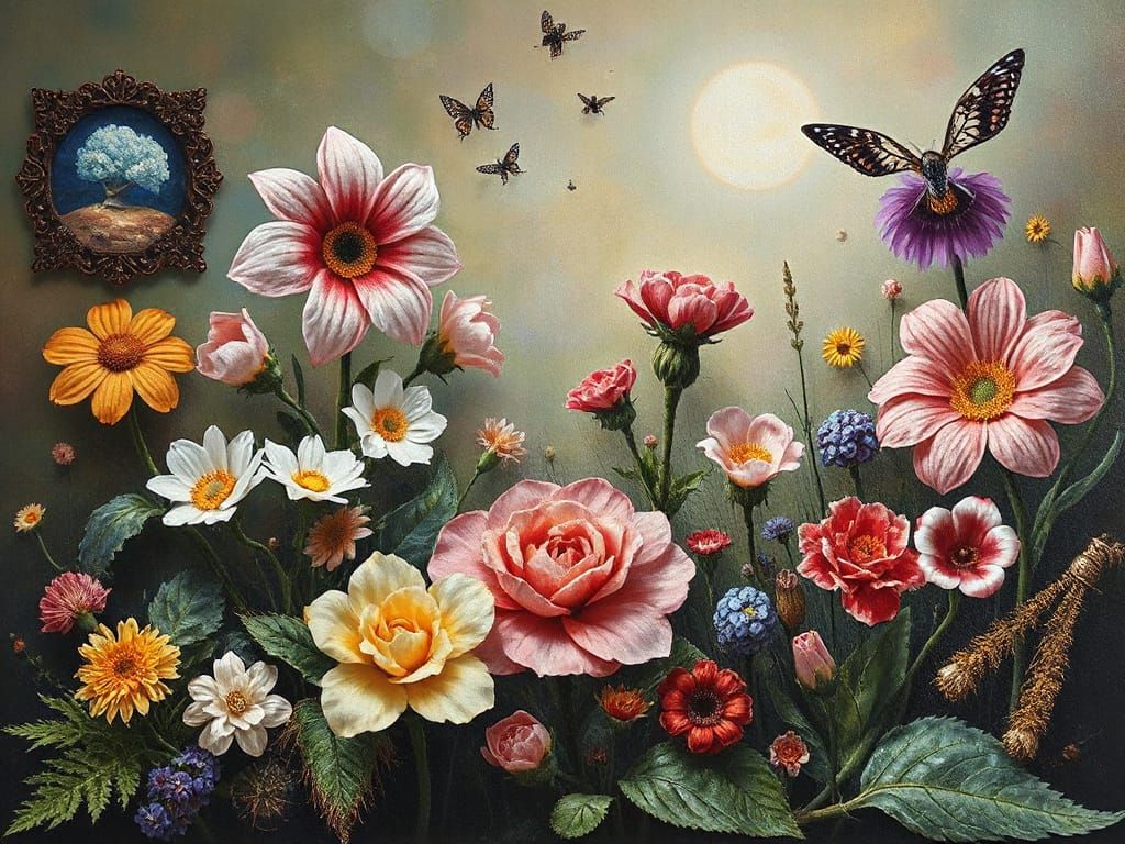 Magical Miniature Flower World in Rococo Style