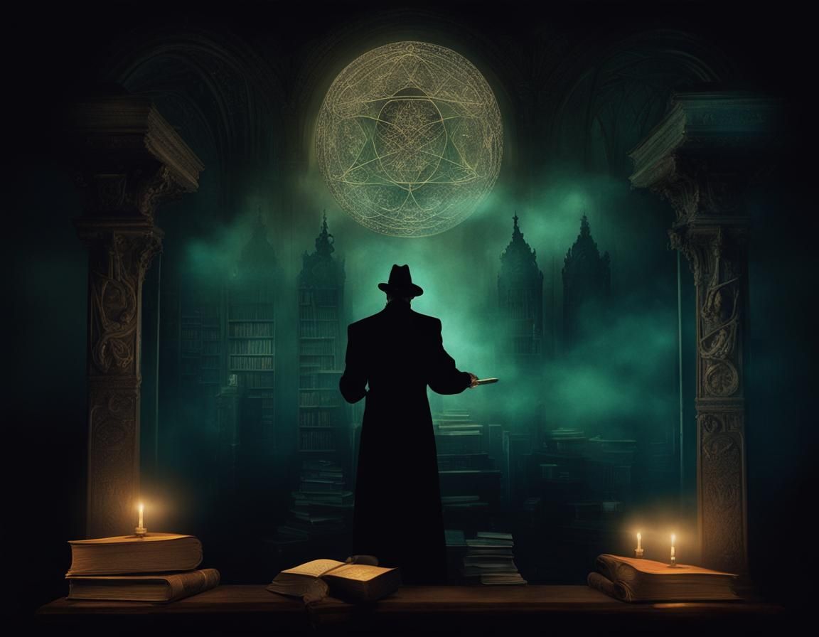 Anton Szandor LaVey in Eldritch Art Nouveau Dreamscape