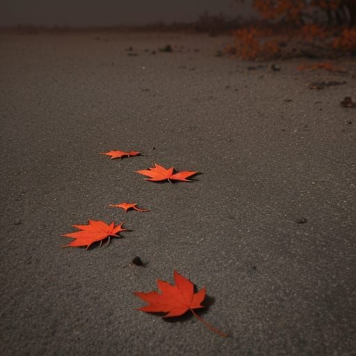 Muted Autumn Leaf Falls on Cracked Earth