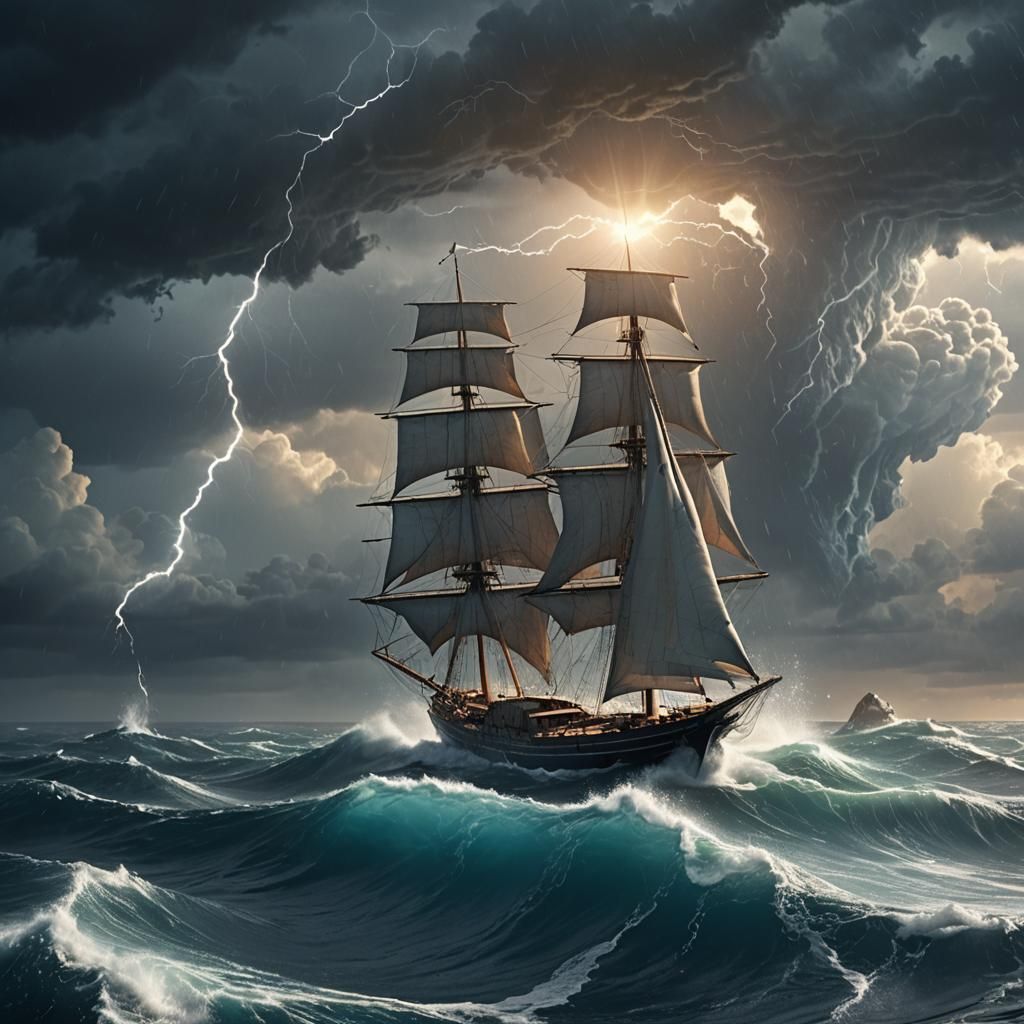 Whale Leaps During Ocean Storm: Cinematic Digital Painting