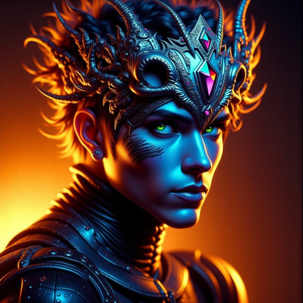 Handsome Androgynous Man in Gemstone Crown