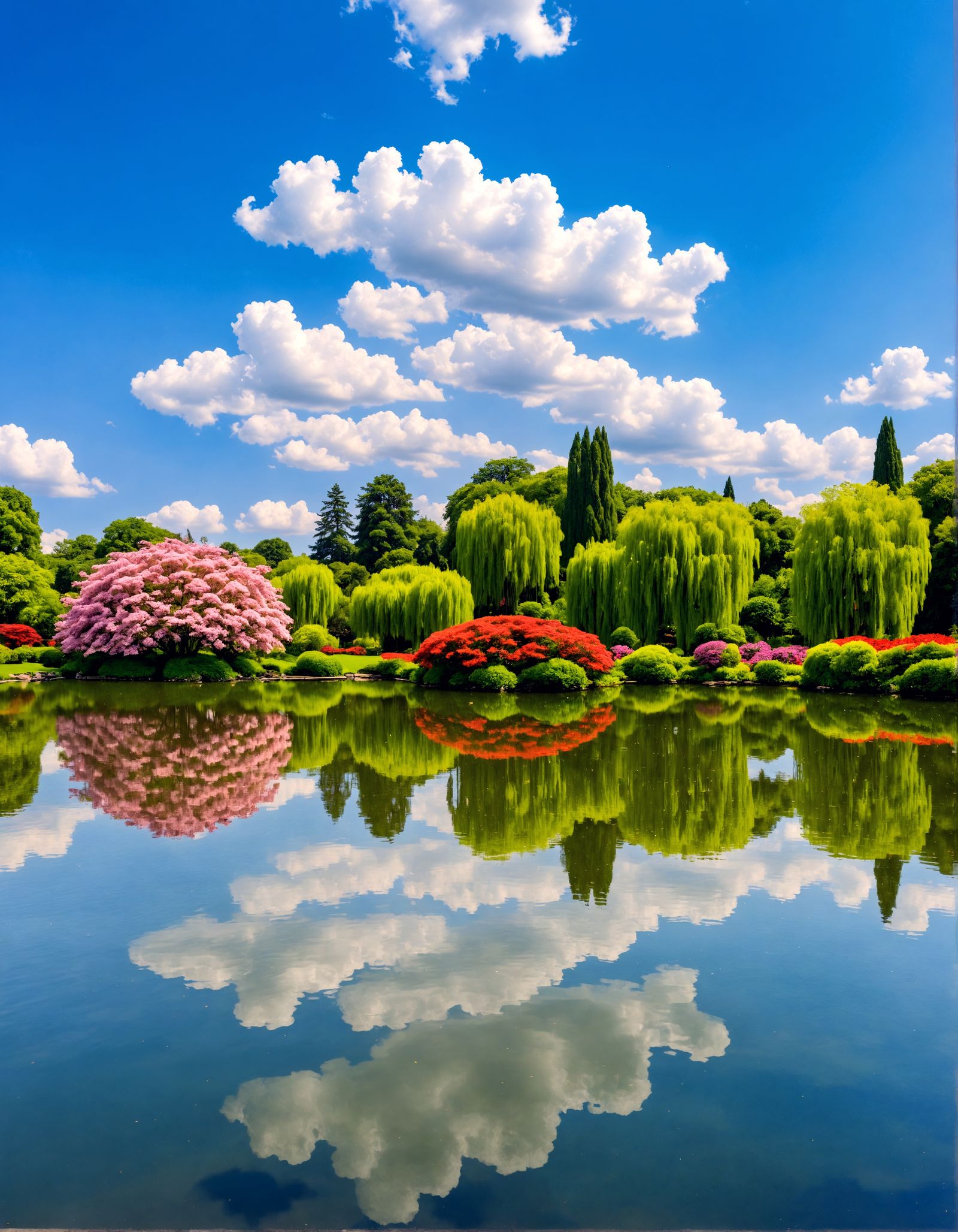 Botanical Garden Lake: Hyperrealistic Cinematic Landscape