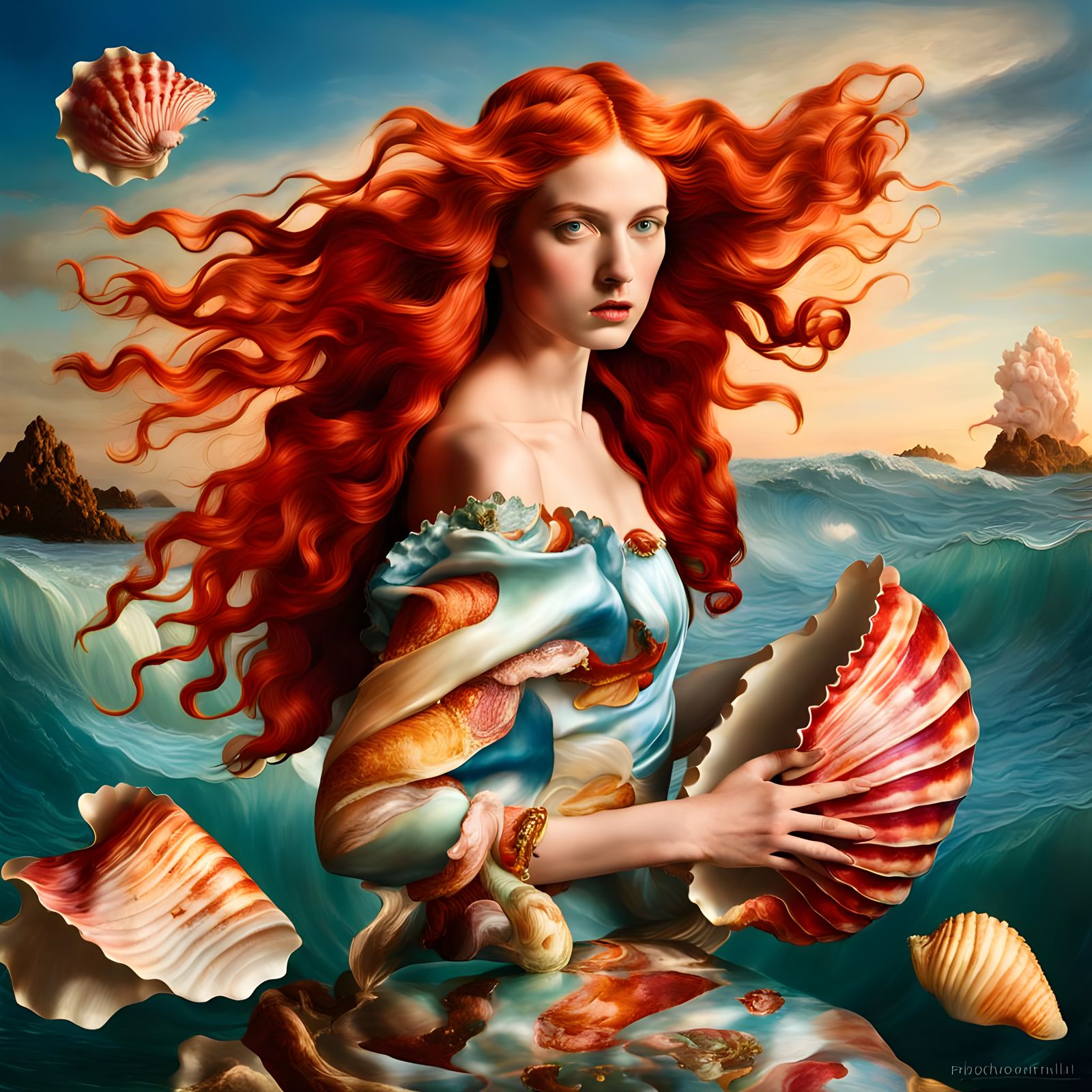 Sensual Red-Haired Goddess in Fashion Studio