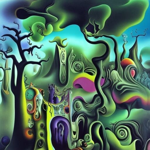 Surreal Spooky Forest in Salvador Dali Style