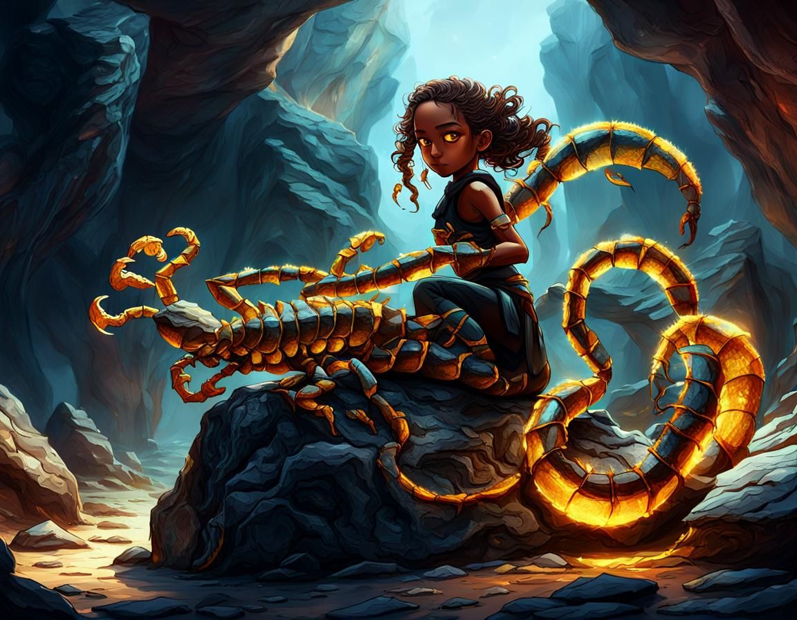 Girl with Scorpion Tail in Vibrant Digital Art