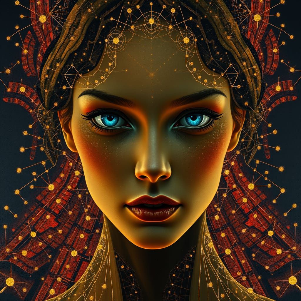 Metamorphic Portrait in Neo-Impressionist Style