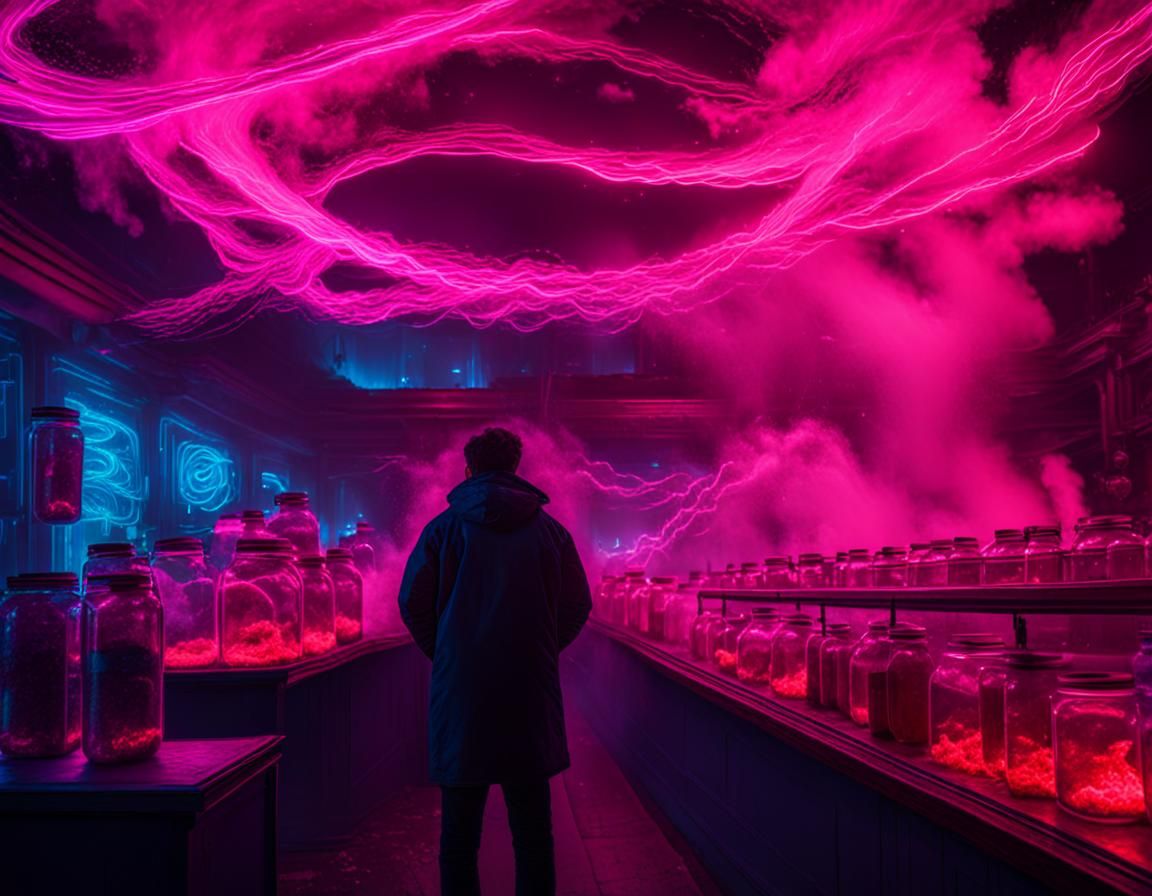 Giant Neon Ocean Waves with Steam and Leyden Jars