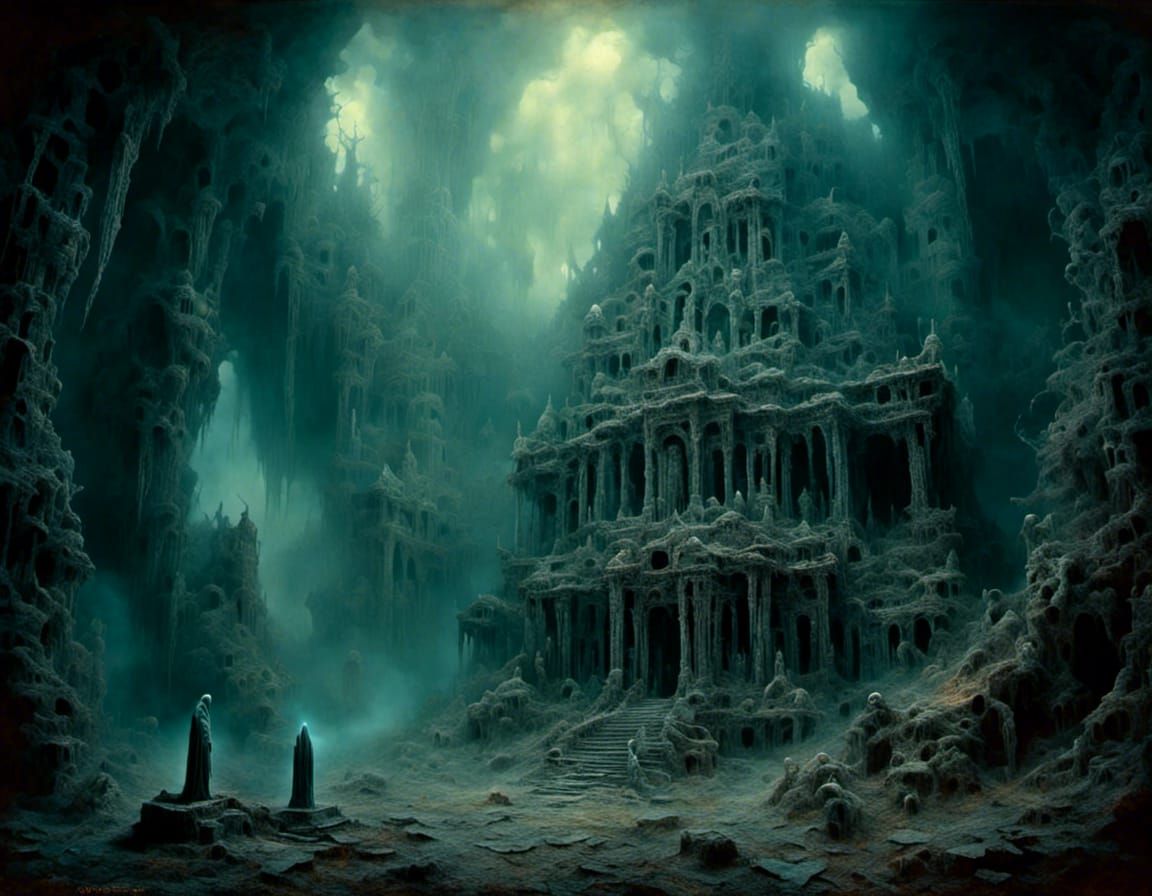 <lora:Otherworldly:1.0> <lora:NC Hyperreal:1.0> An underground temple to a monstrous goddess. Zdzisław Beksiński CryEngi...