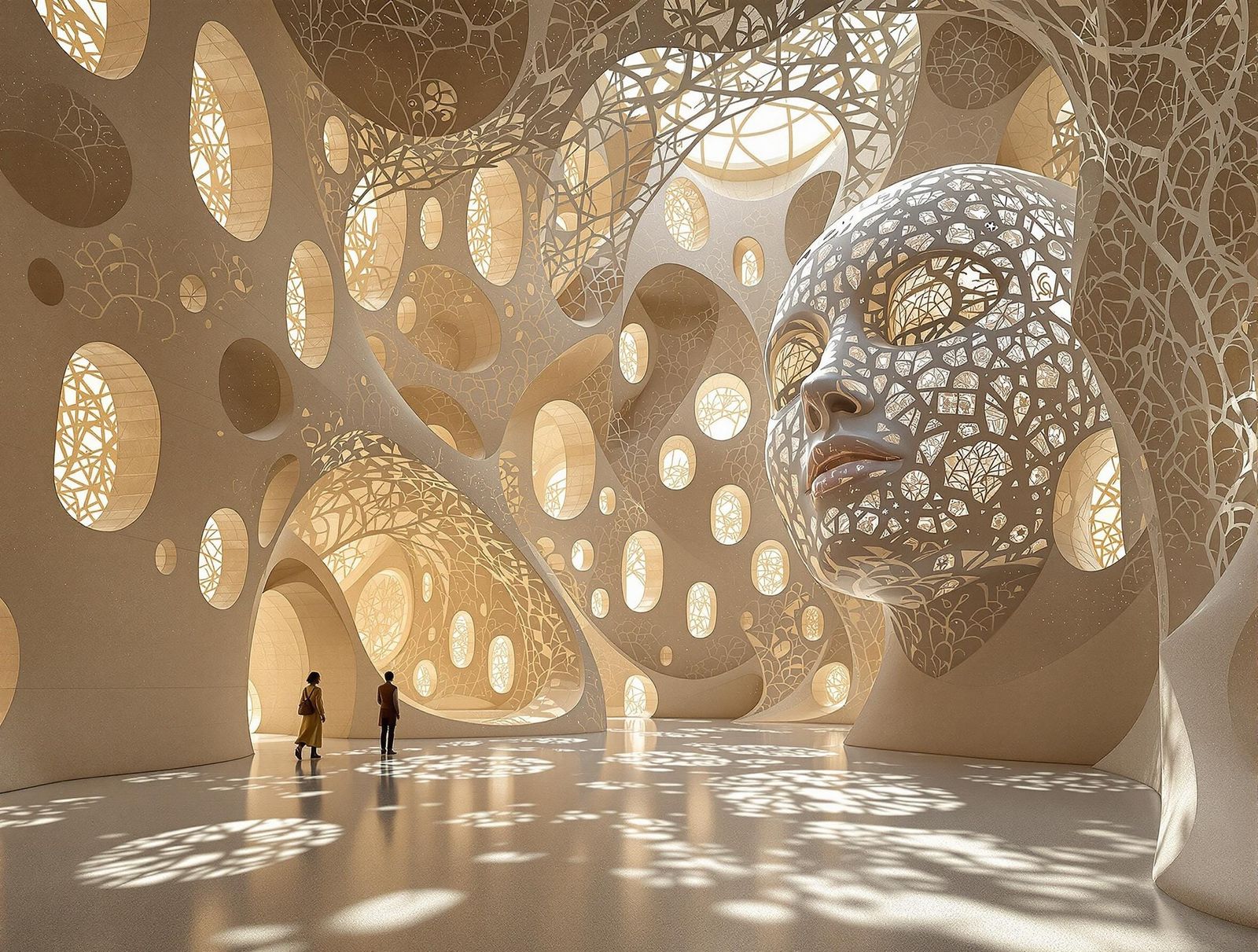 Surreal Crystal Heads Interior with Willow Pattern