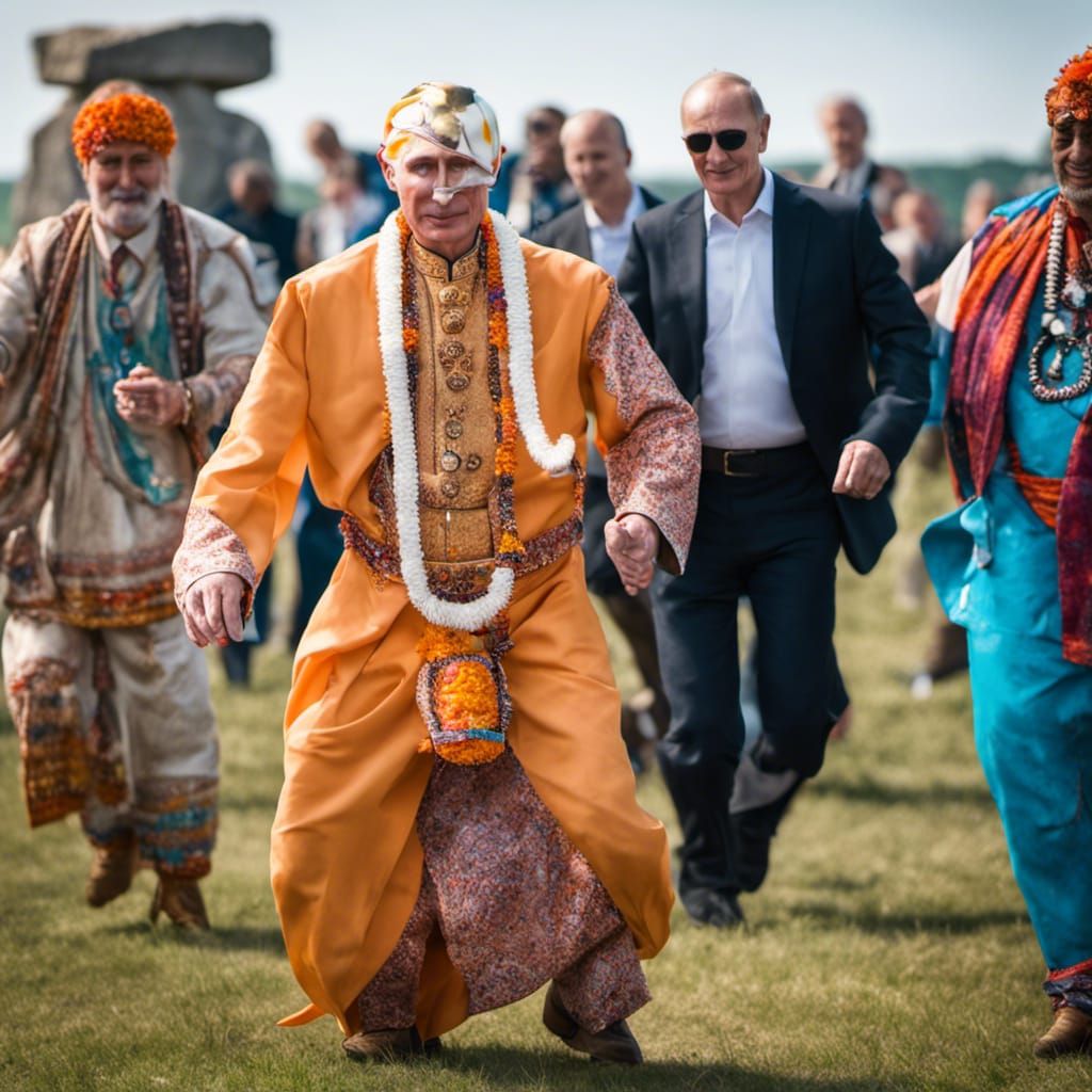 Putin Dances with Hare Krishnas at Stonehenge