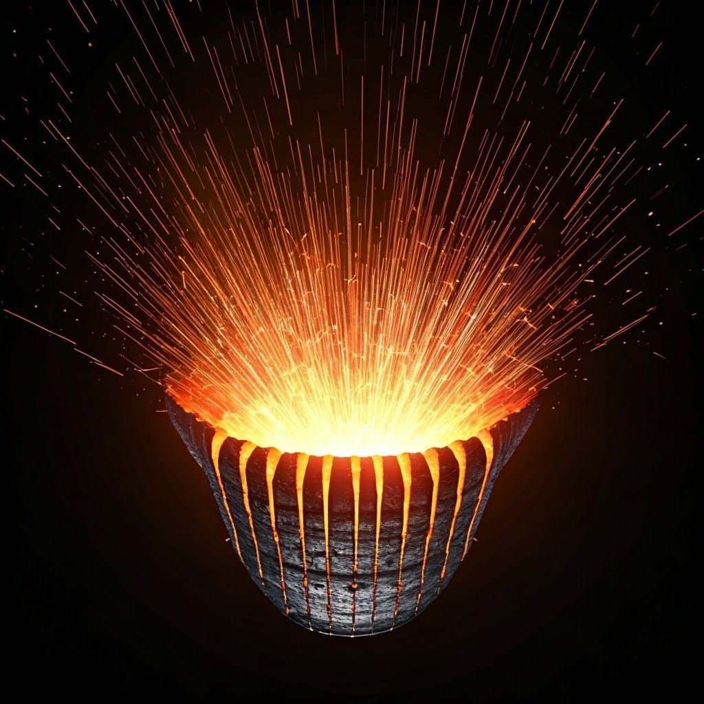 Dramatic Molten Metal Reaction with Fiery Sparks