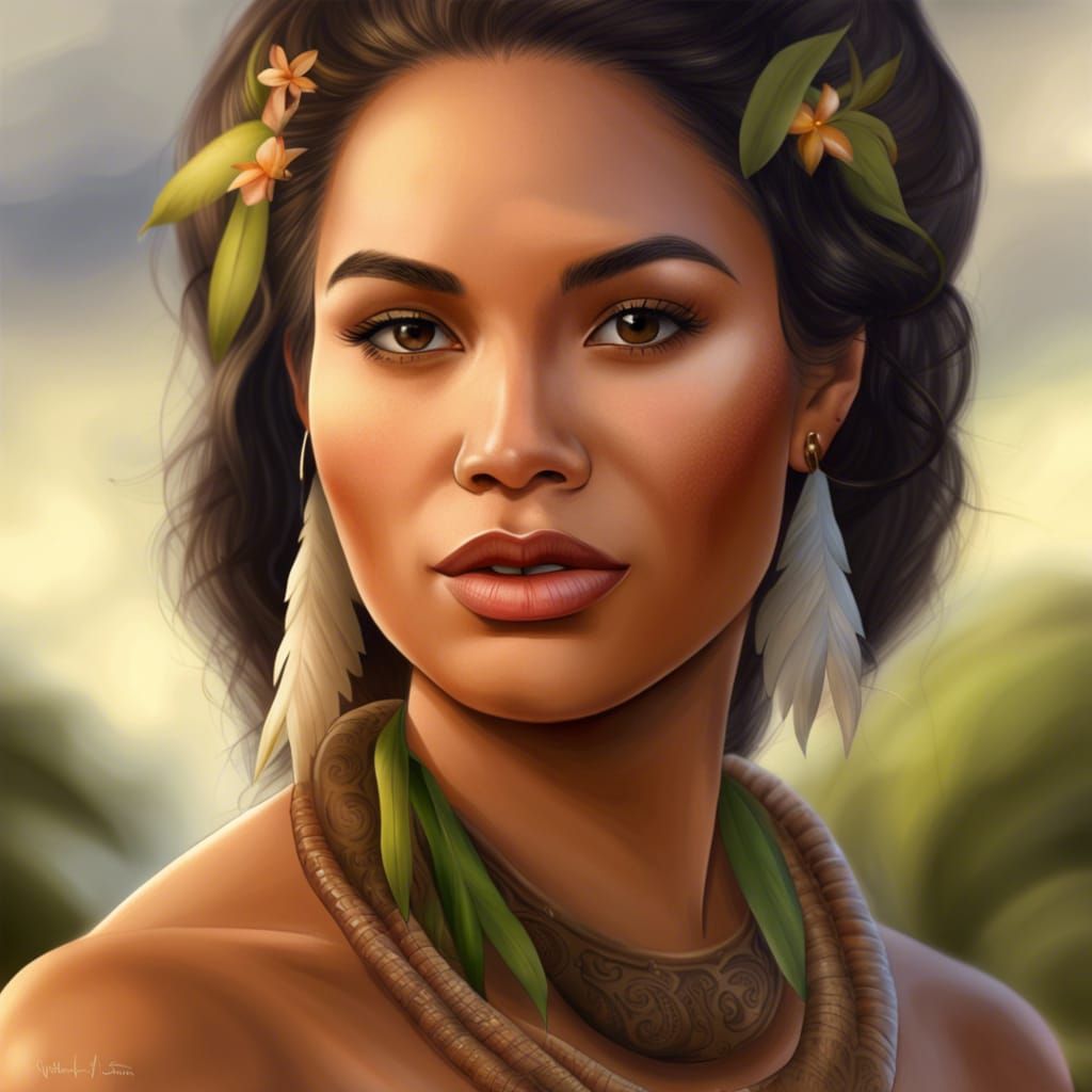 Realistic Portrait of a Beautiful Samoan Woman