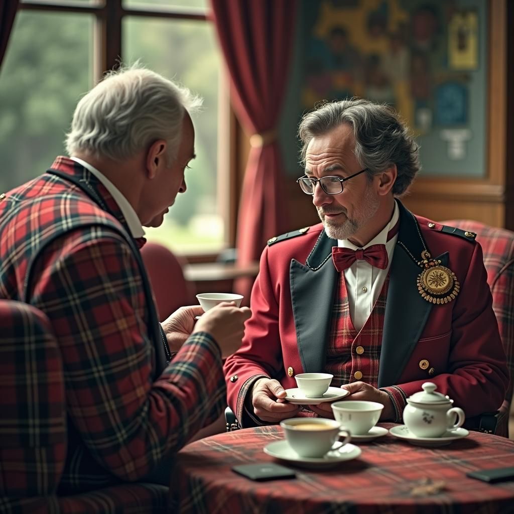 Scottish Music at Tea Time in Hyperrealistic Style