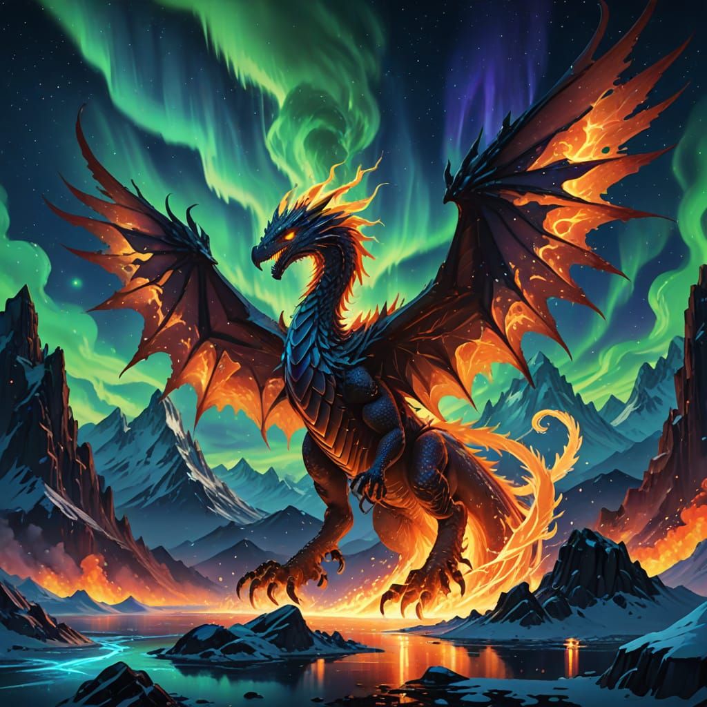 Dual Climate Fantasy Mountain Range in Anime Style