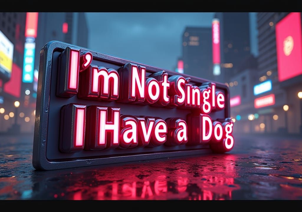 Dog Owner Quote in Sci-Fi Neon Cityscape