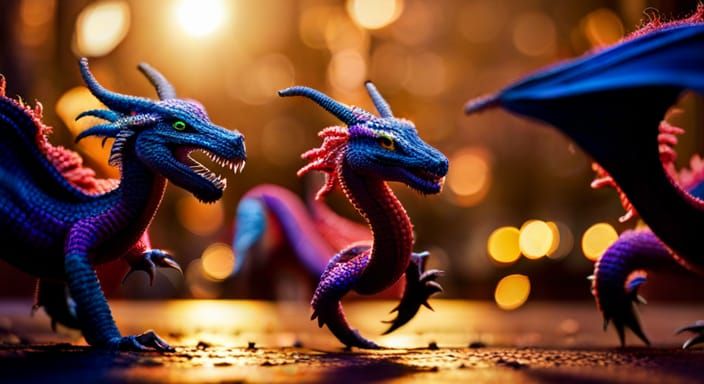 Knitted Dragons Run Through City at Night