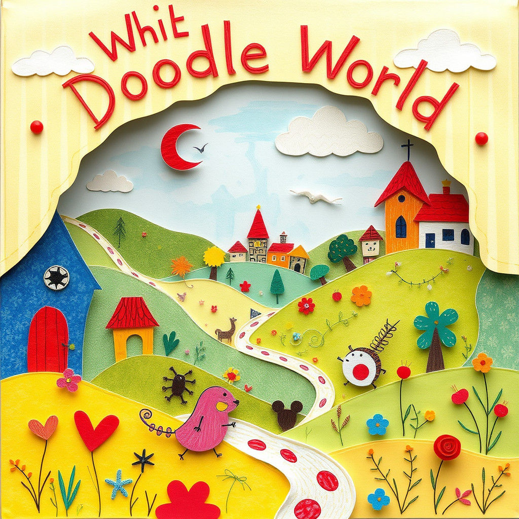 Vibrant Doodle World in Collage Style