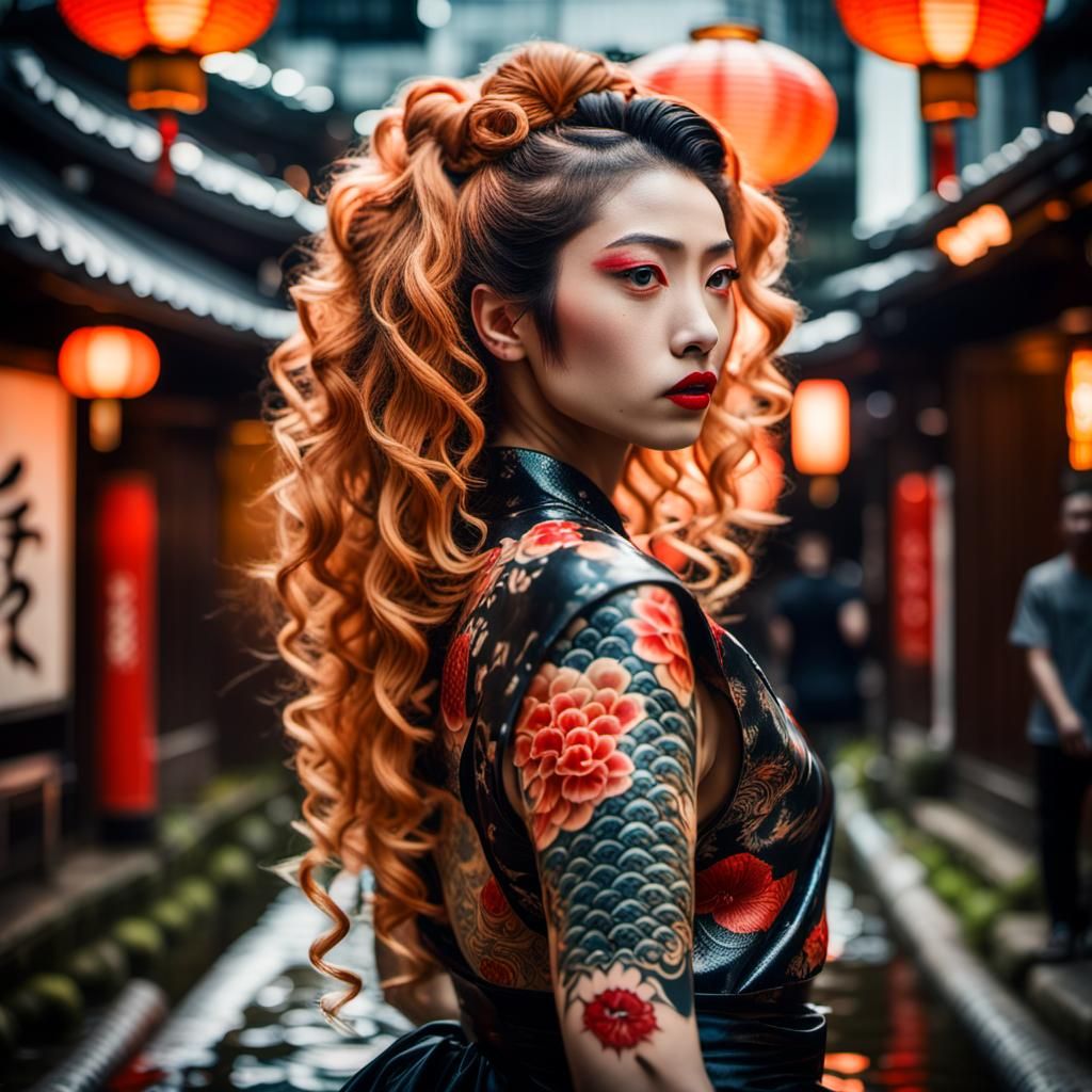 Oni Yōkai Woman in Hibiya Street, Cinematic Style
