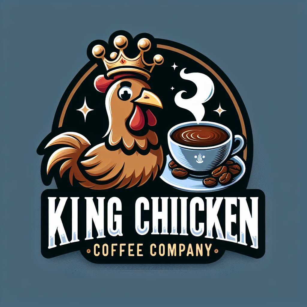 Playful Cartoon Logo for King Chicken Coffee Company