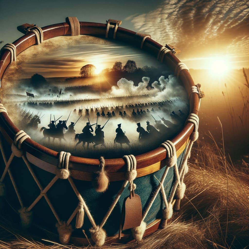 English Civil War Drum: Double Exposure Battle Scene