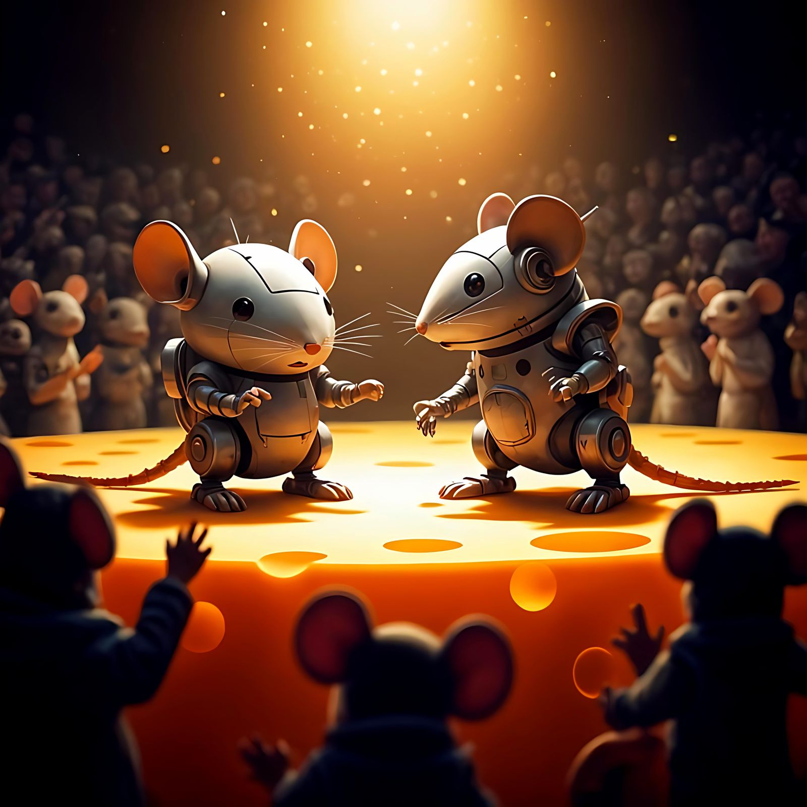 Mecha Mouse Robots Fight in Cheese Arena