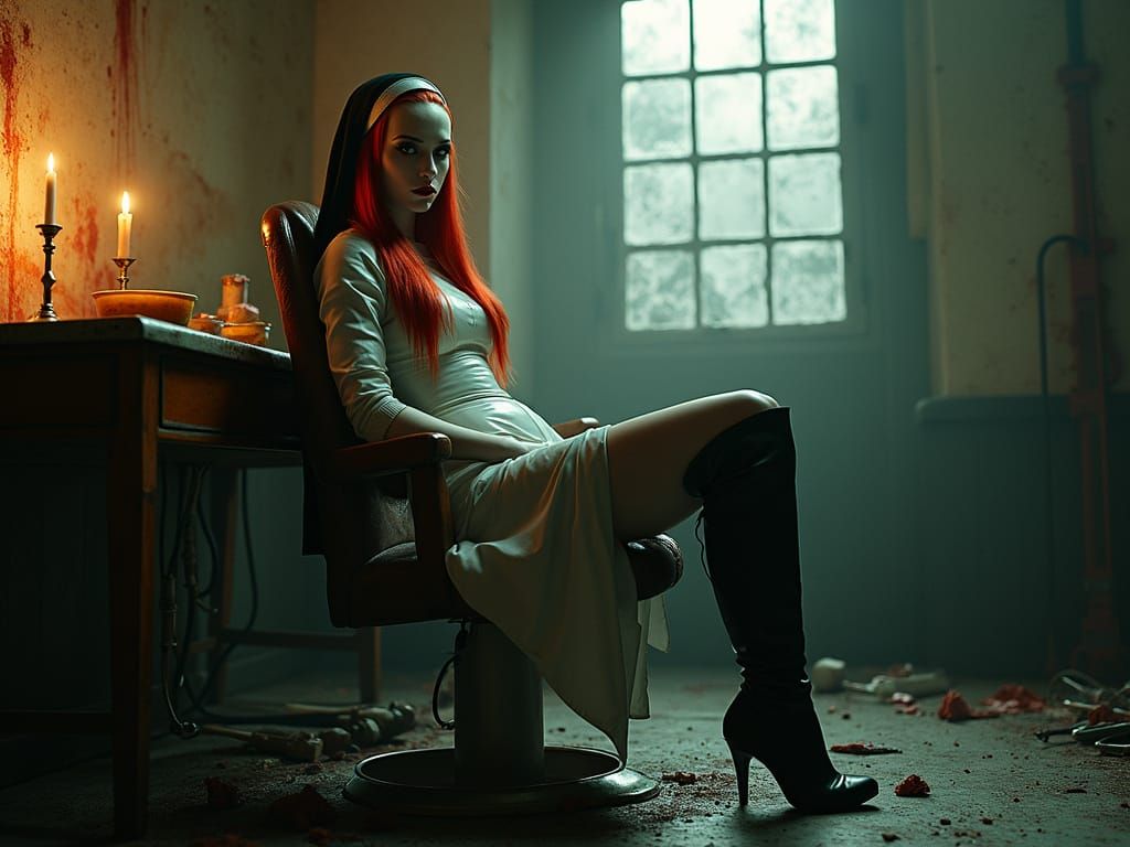 Menacing Nun in Gothic Style