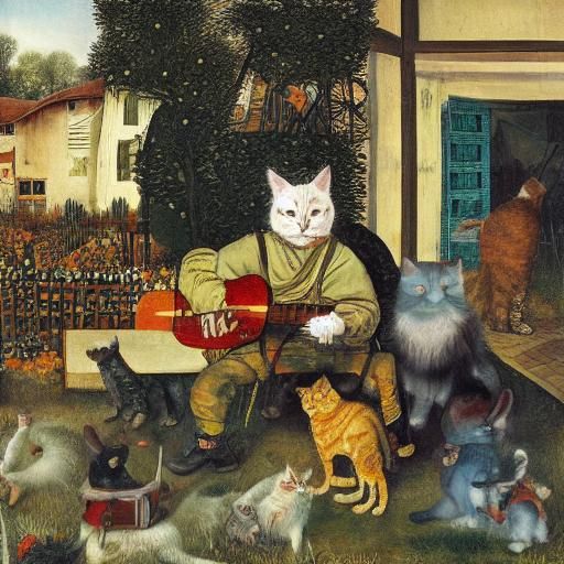 Brave Cat Plays Bass Guitar: Old Masters Style