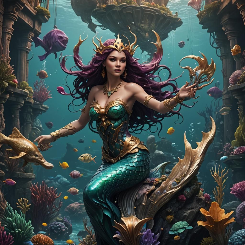 Detailed Siren Mermaid in Fantasy Concept Art