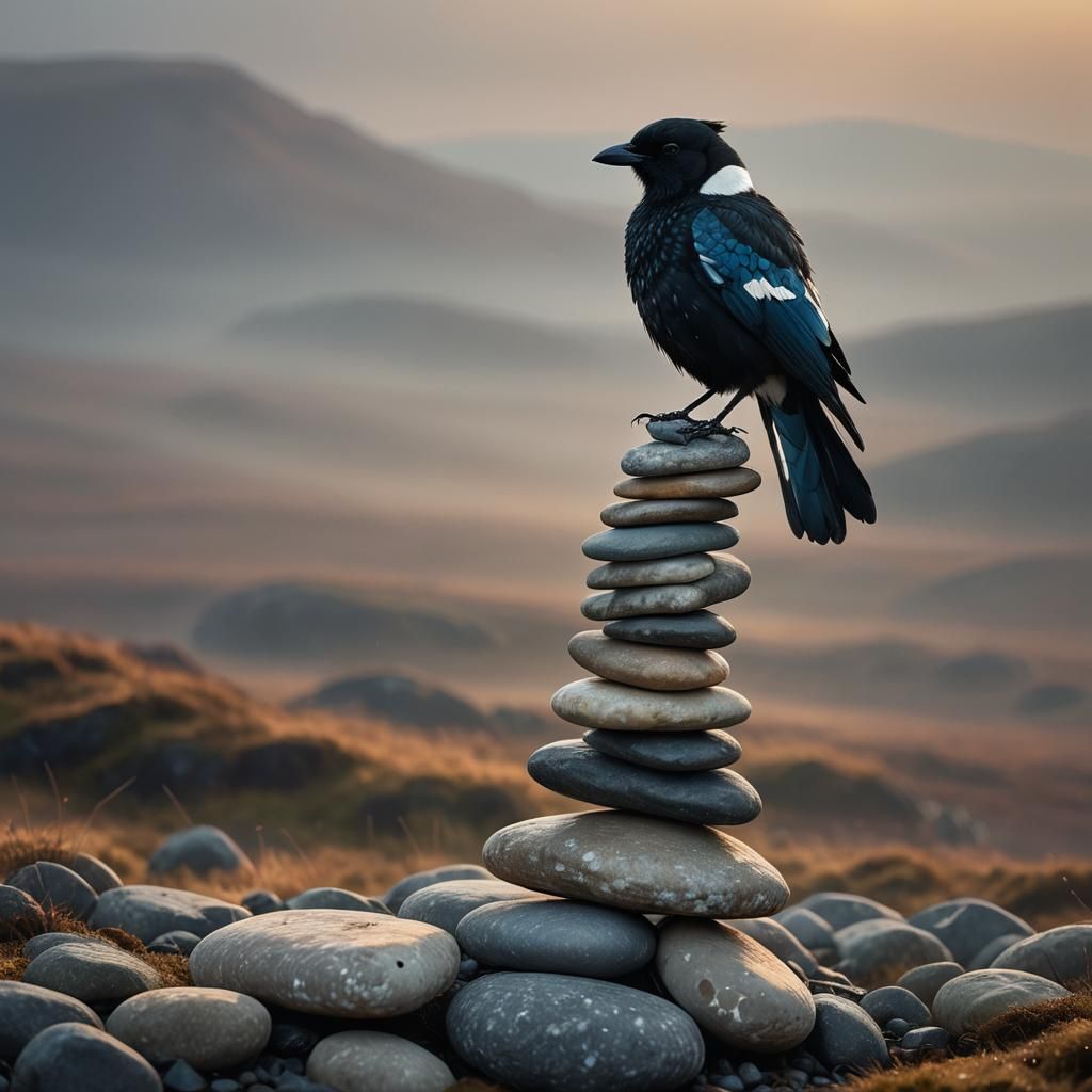 Magpie's Balance: Ethereal Landscape Photography