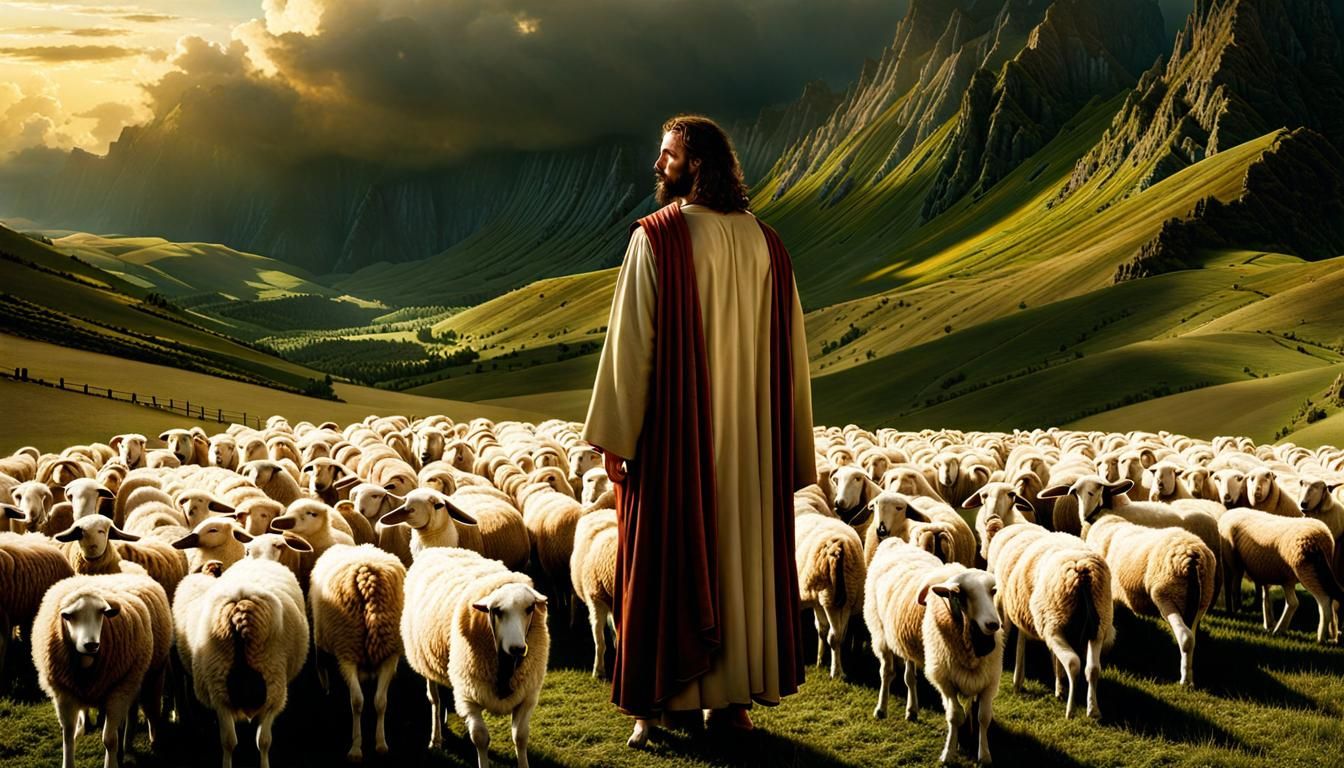 Jesus, the Gentle Shepherd Caring for His Flock