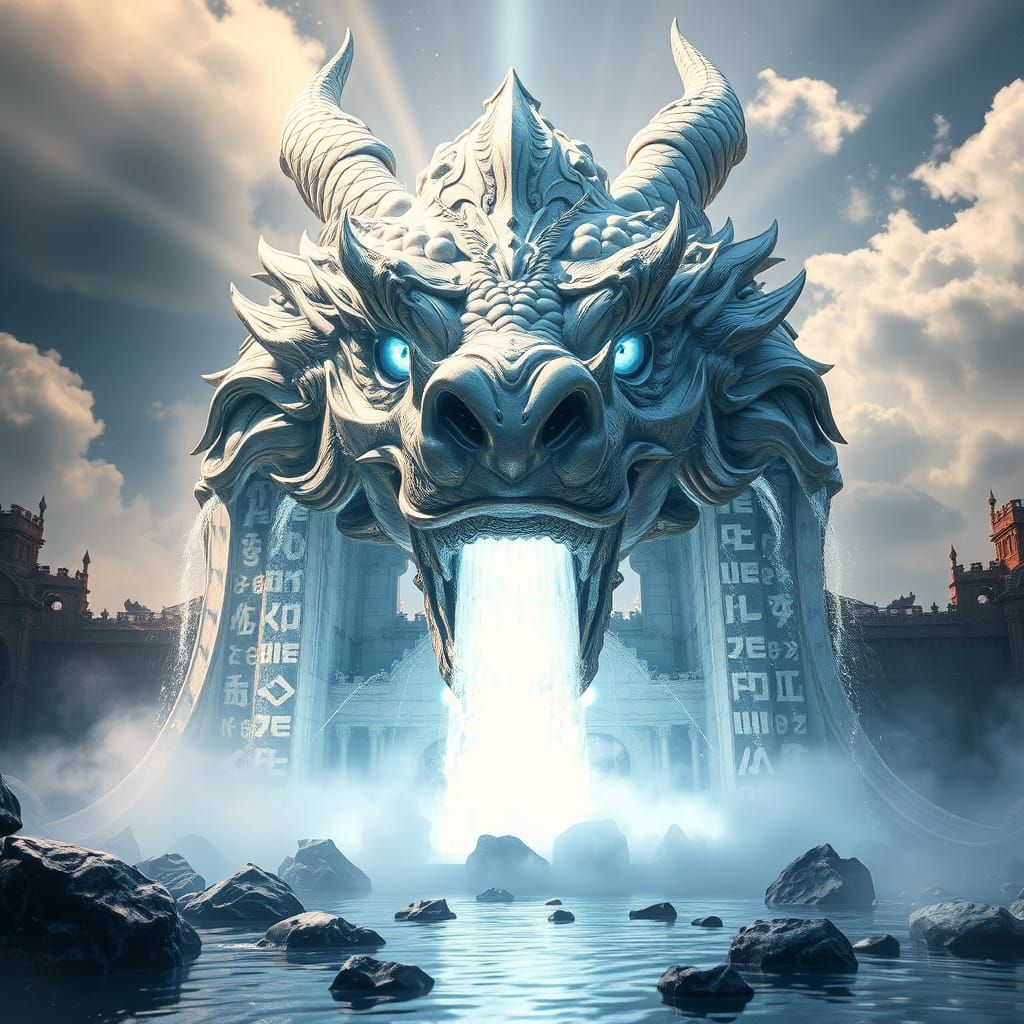 Celestial Dragon Crystal Fountain in Cosmic Pool