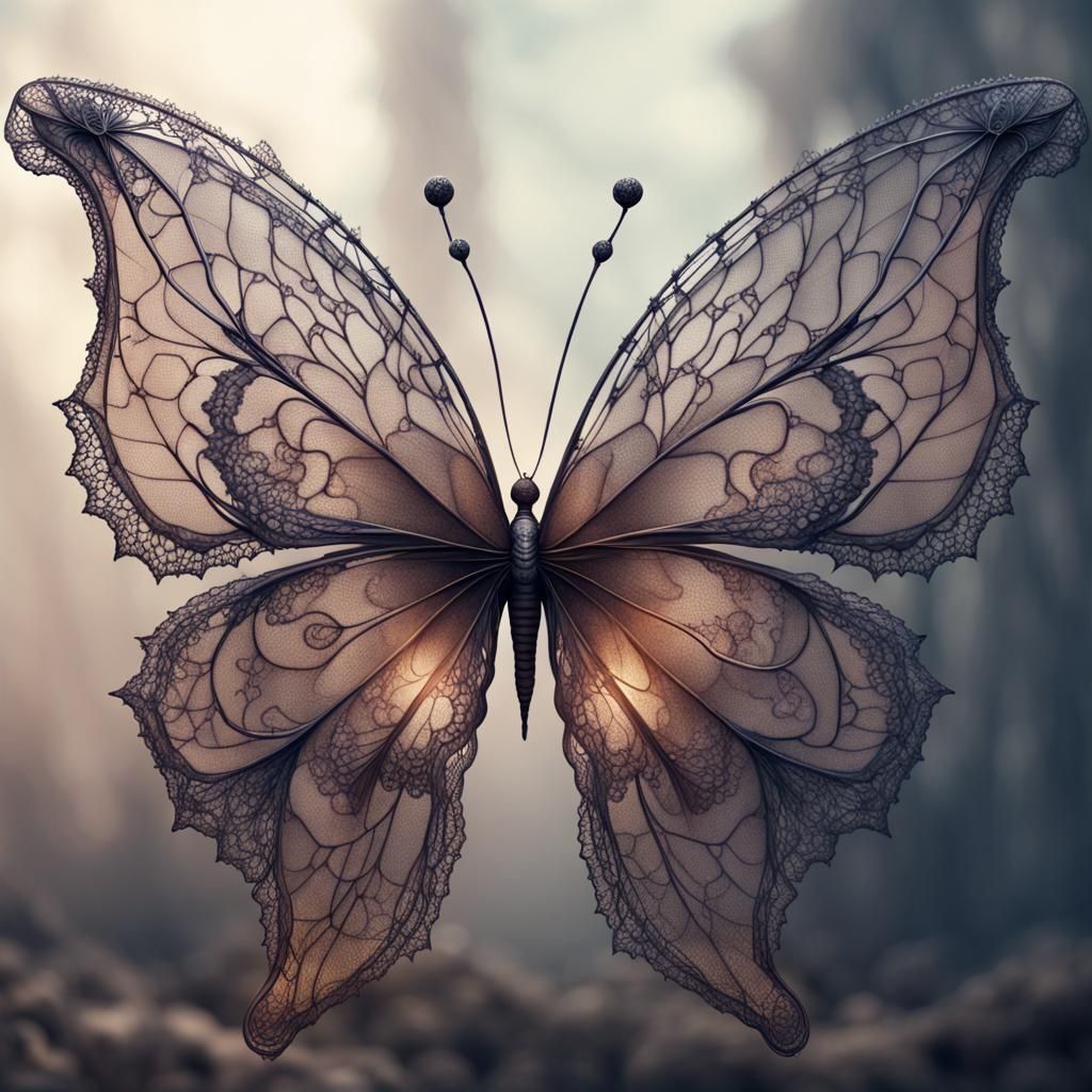 Lacey Butterfly Wings in Digital Watercolour