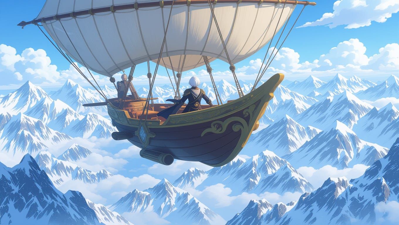 Majestic Airship Pilot Soars Through Snow-Capped Mountains i...
