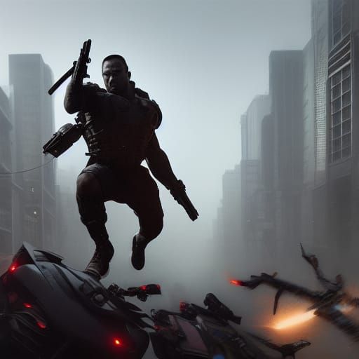 Dynamic Action Movie Scene Rendered in 3D