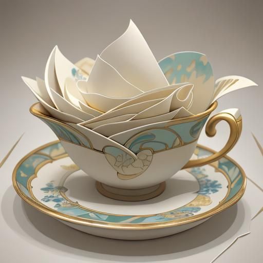 Elegant Origami Paper Folds in Watercolor Style