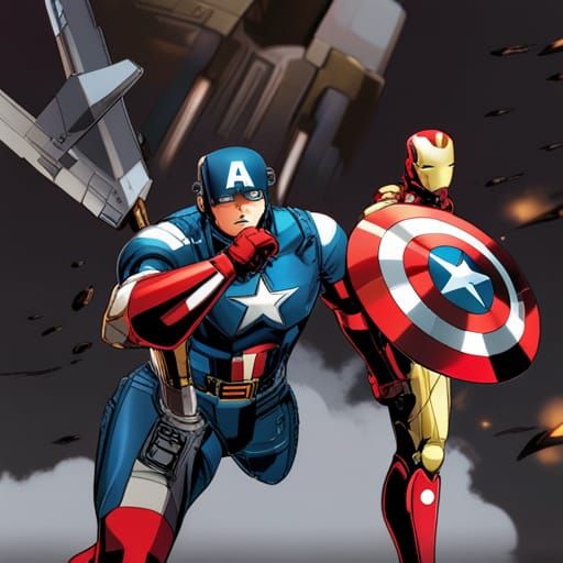 Captain America Gundam-Style Mecha in Iron Man Suit