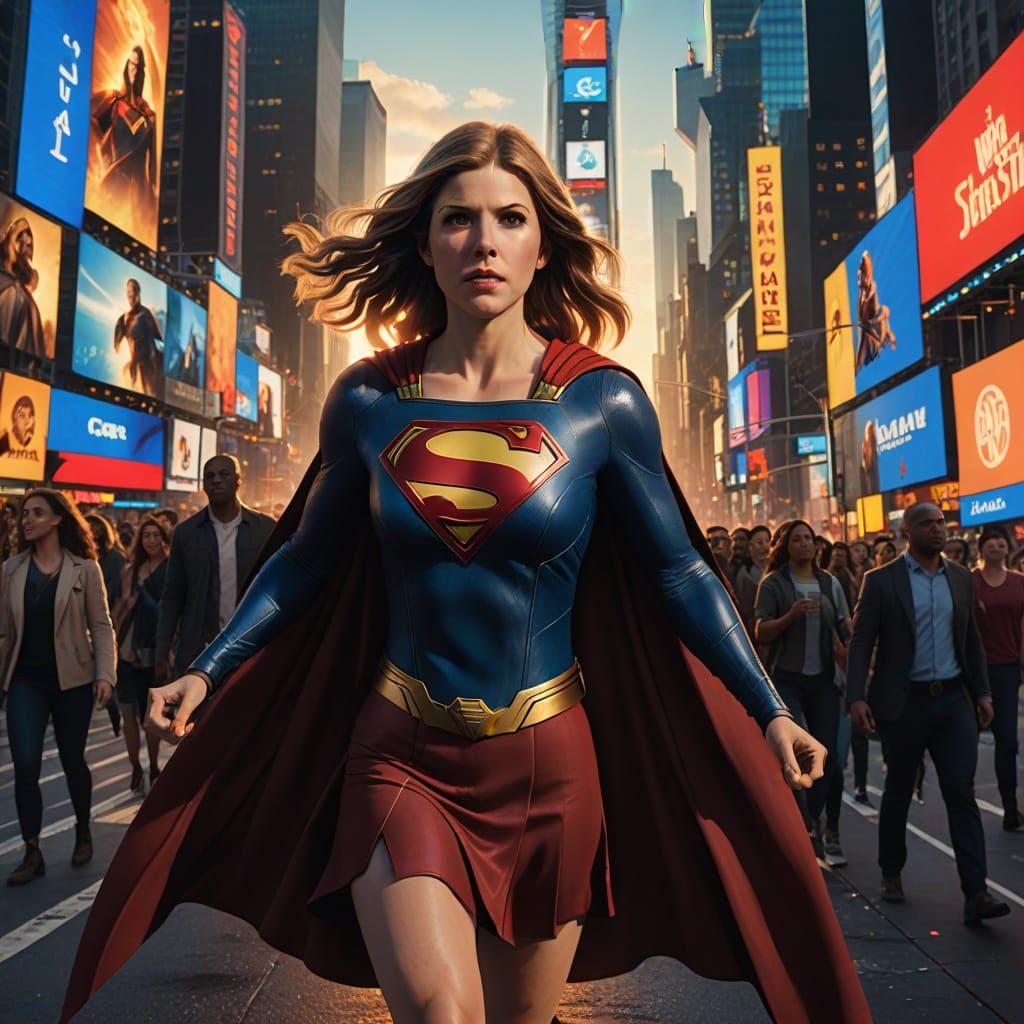 Anna Kendrick as Supergirl Lands in Times Square