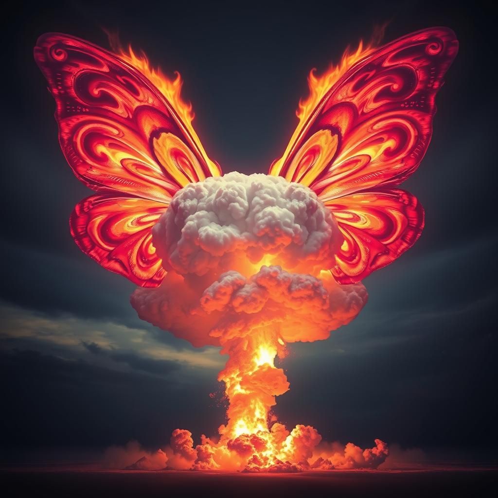 Surreal Atomic Butterfly Explosion: A Duality of Creation
