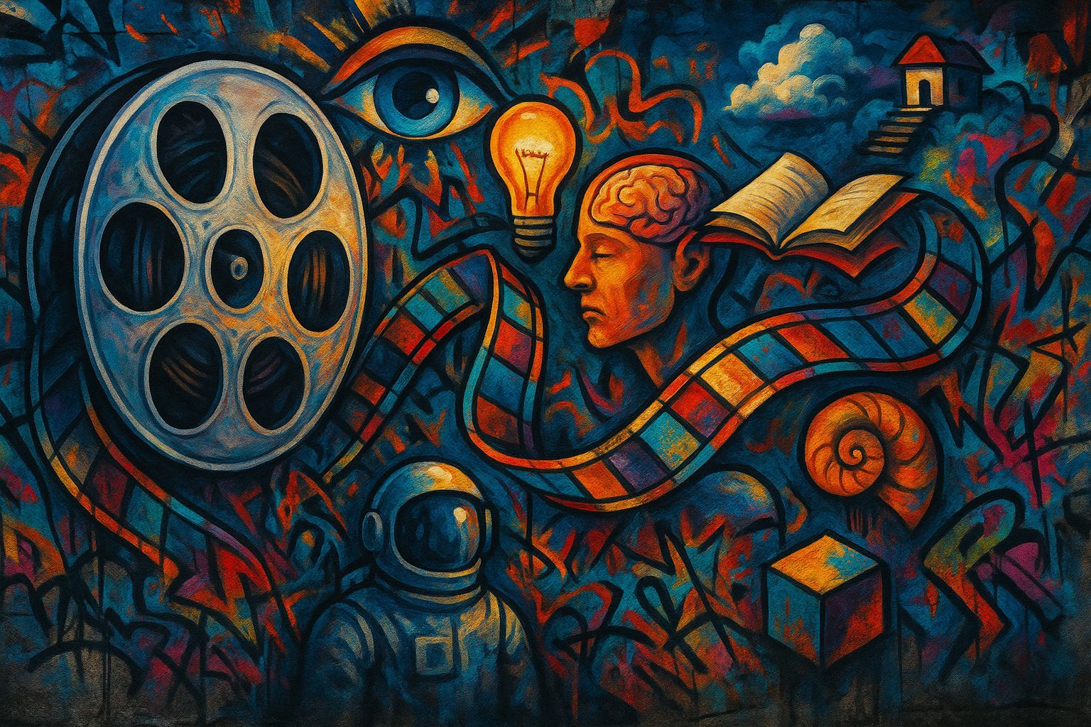 Surreal Graffiti Reels Unwinding Ideas on Concrete Walls