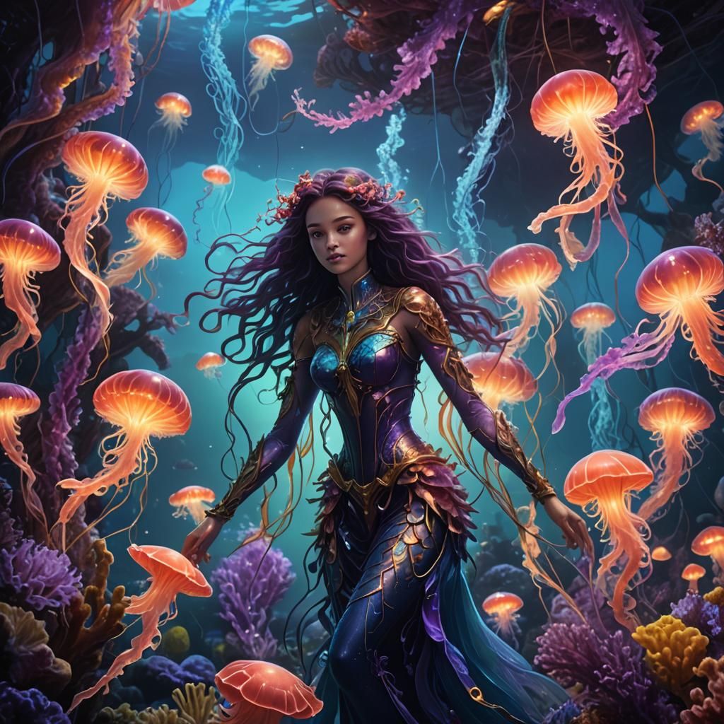 Coral Merfolk Paramedic in Underwater World