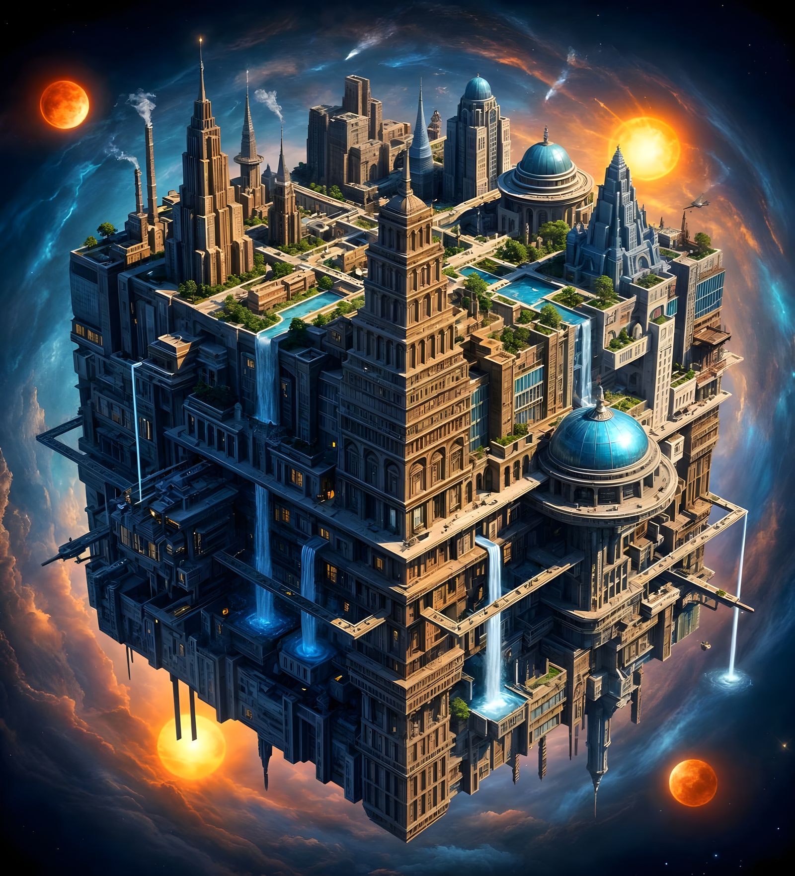 Impossible Cube City with Multi-Directional Gravity