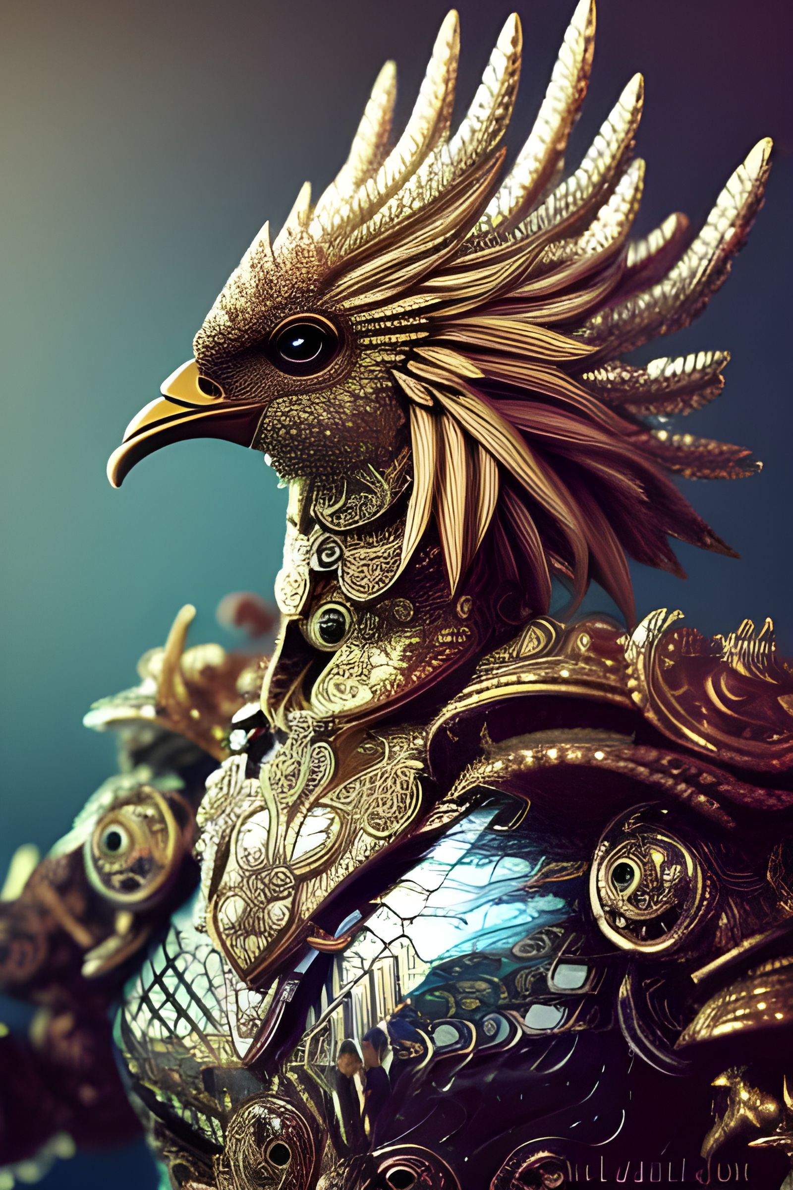 Fantasy warrior chicken