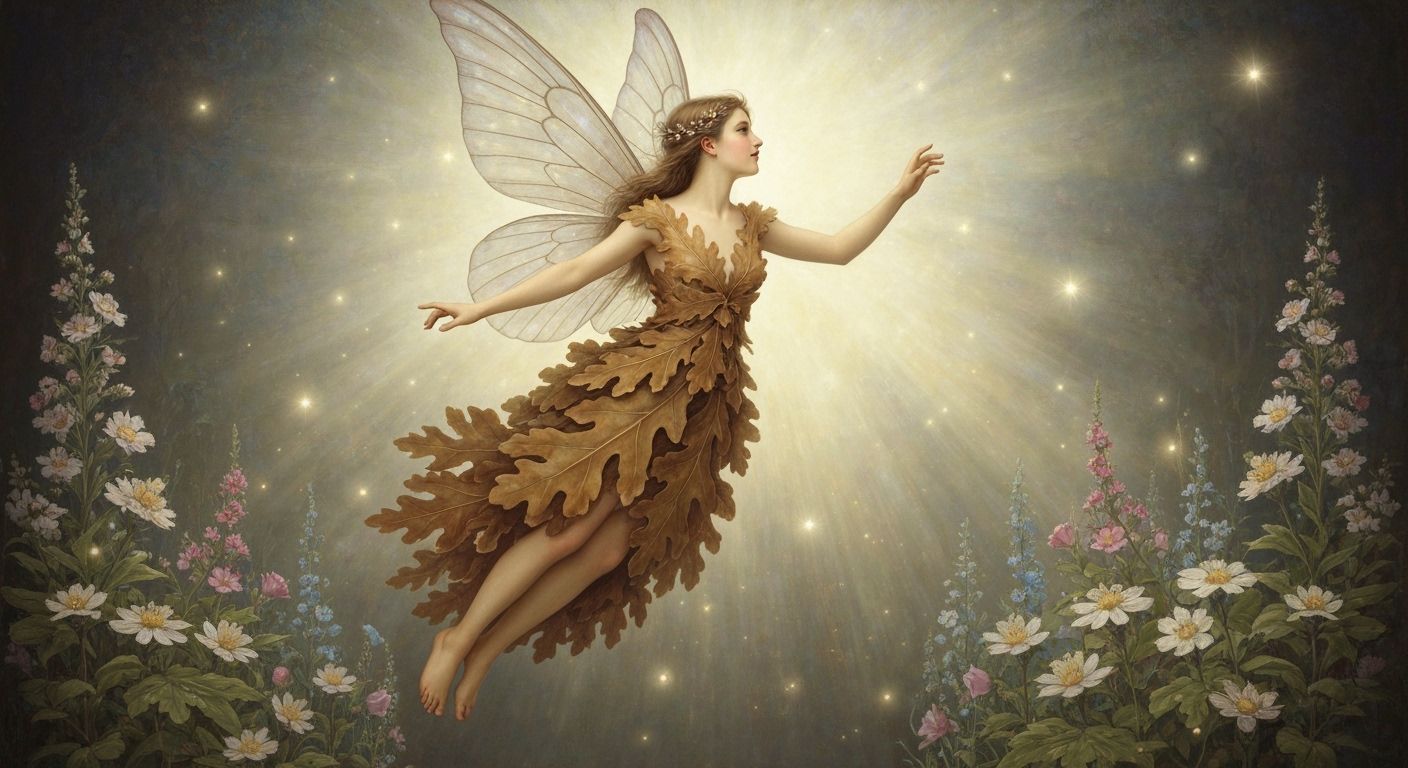 Ethereal Fairy Soaring Through Wildflower Field