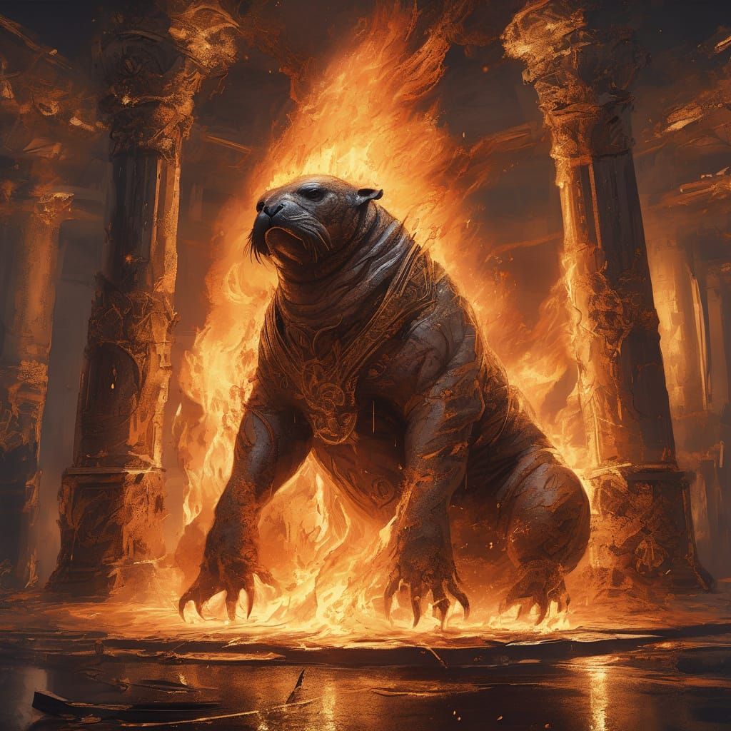 Totem-Warrior Magno-Mage in Ancient Pillar-Filled Chamber