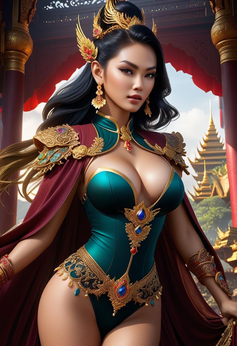 Beautiful Thai Woman: Detailed Digital Art