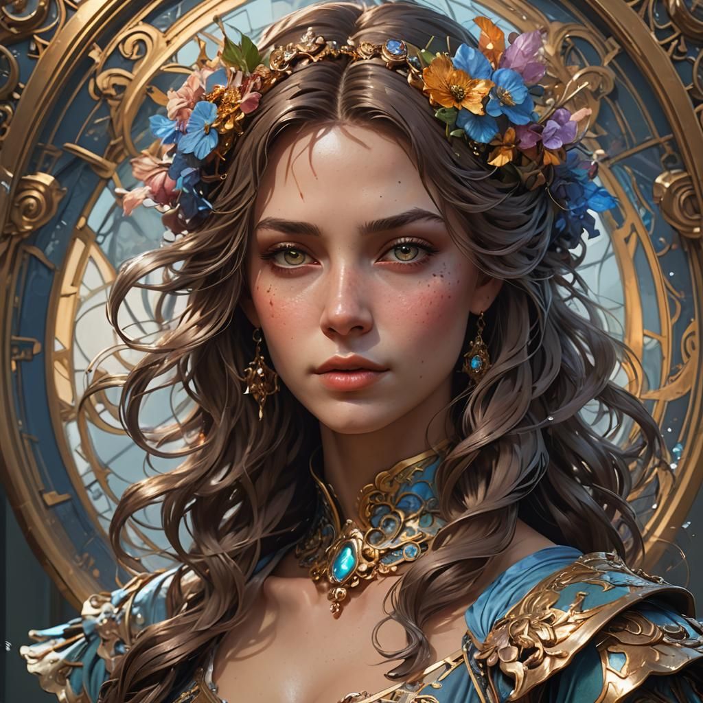 Detailed Portrait with Dynamic Lighting in Rococo Style