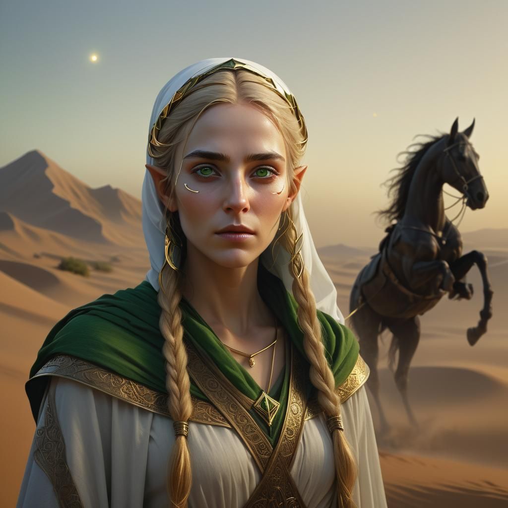 Elven Woman in Niqab: Dark Fantasy Concept Art